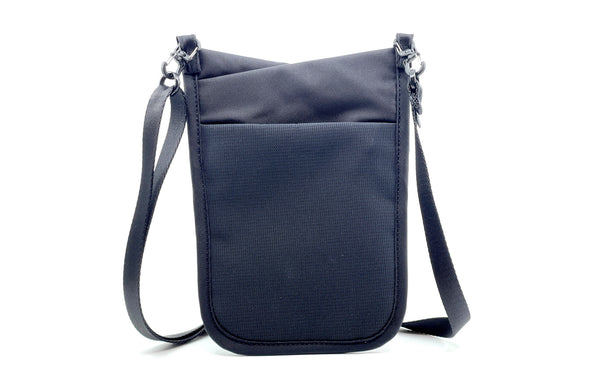 The rear of the P.I.K.A. Pouch in Black 210 Ballistic.